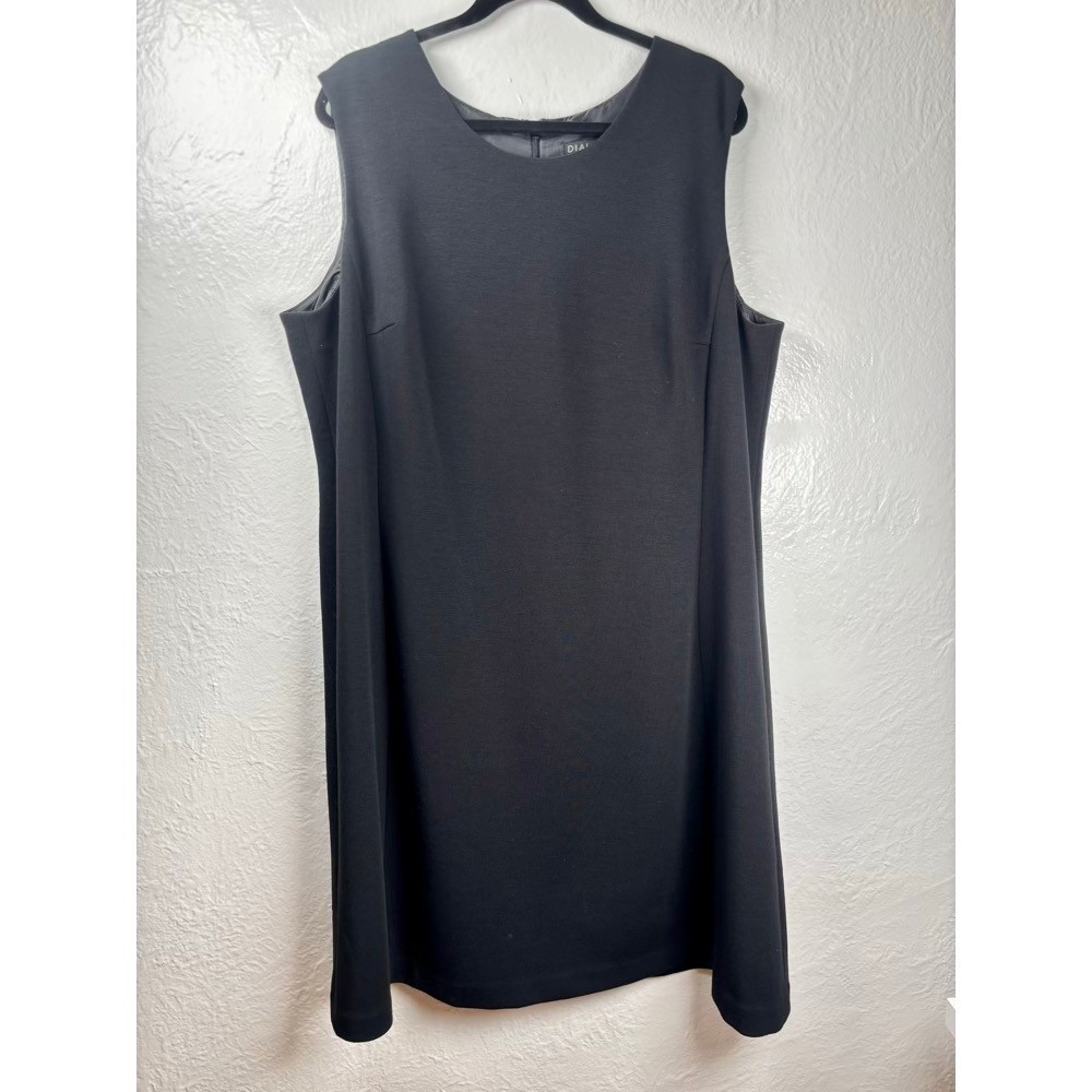 Dialogue Classics Womens 2X Black Sleeveless Sheath Dress‎ LBD Office Siren Work